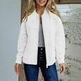 thumbnail image 2 of Bomber Jacket for Women without Hood, Womens Solid Textured Casual Full Zip Cardigan Coats Fall Winter Outerwear (XL, White), 2 of 6