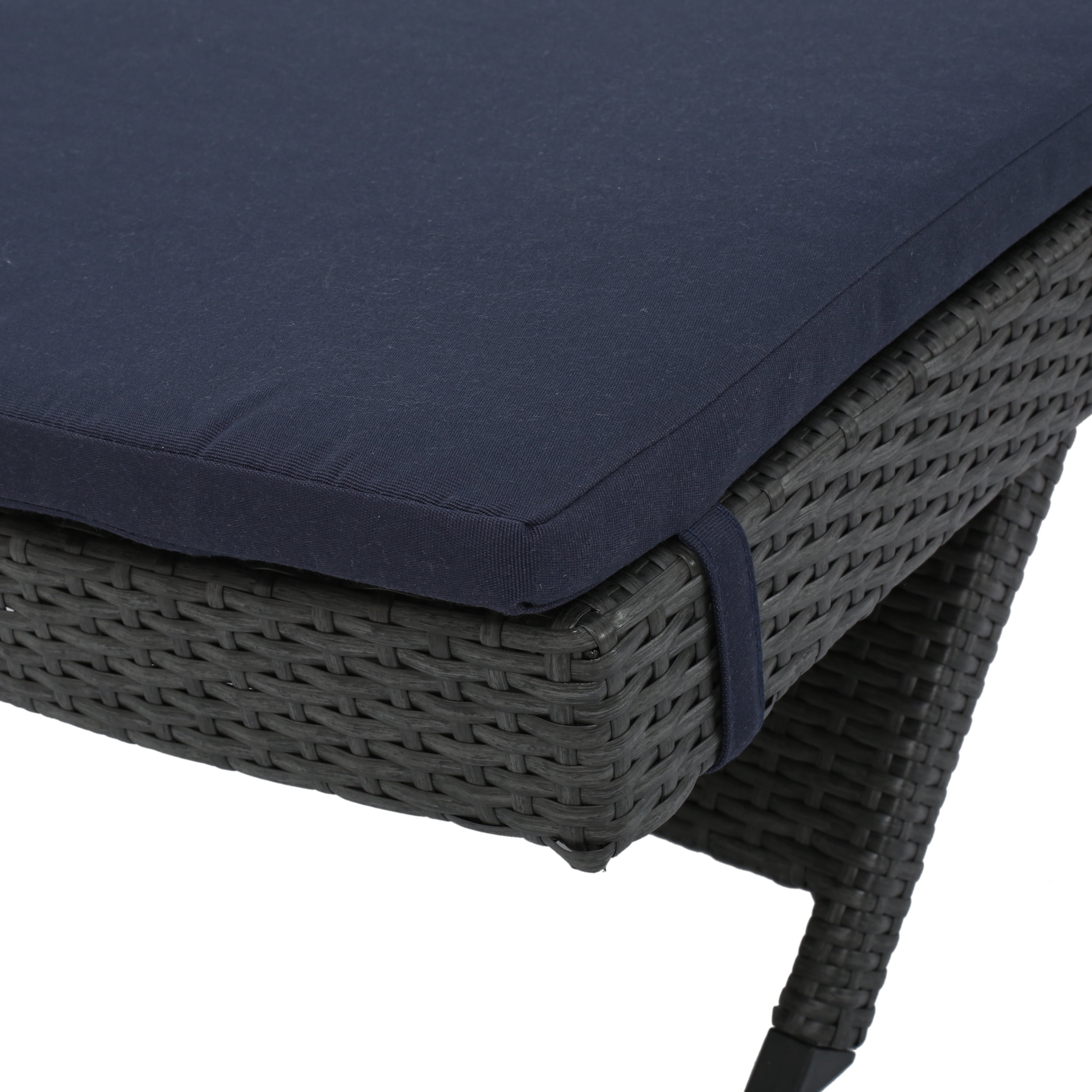 Anthony Outdoor Wicker Adjustable Chaise Lounge with Cushion, Grey