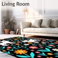 thumbnail image 2 of ODIKA 4'x6' Machine Washable Non-Slip Area Rug, Paired Pooch Wildflower Meadow Crochet Hook Kit Assembly High Traffic Rug, Black, 745119, 2 of 7