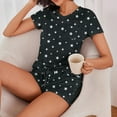 thumbnail image 5 of Besolor Women Pajama Sets 2 Piece Lounge Outfits Casual V Neck Short Sleeve Tops and Shorts Summer Sleepwear Pjs, 5 of 9