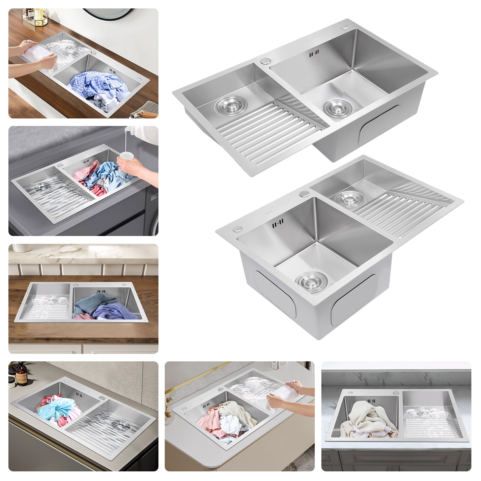 Laundry Sink with Washboard for Laundry Rooms, Utility Rooms, Kitchens, Balconies, or Outdoor Use