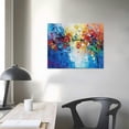 thumbnail image 4 of JEUXUS Colorful Abstract Canvas Wall Art Navy Blue Art Red Orange Yellow Abstract Art Modern Texture Picture Lake Landscape Abstract Painting Blue Abstract Wall Art Orange Blue Red Canvas, 4 of 5