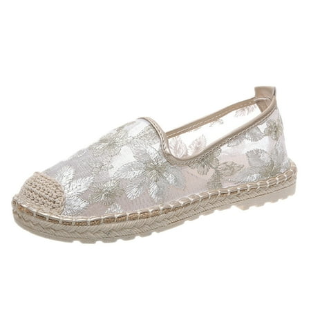 

PMUYBHF Running Shoes for Women Size 9 Wide Fisherman Shoes Women Summer Lace Flower Breathable Flat Sole Single Shoe Women Shoes