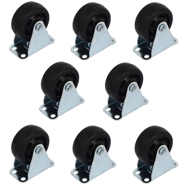 Luomorgo Roue Unique en Caoutchouc 1,5 Pouces Dia Rigide Plaque Supérieure Non Pivotante Roulettes Fixes 8 Pcs