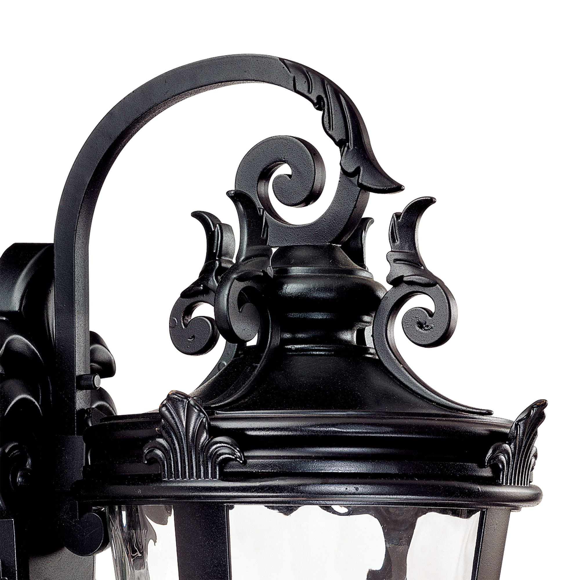 John Timberland Casa Marseille Vintage Rustic Outdoor Wall Light Fixture Textured Black Scroll 31" Clear Hammered Glass for Post Exterior Barn Deck