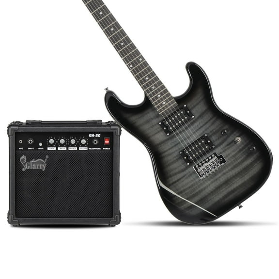 Glarry Electric Guitar Beginner Kit Includes 20W Amplifier, Strap, Tremolo Arm, Bag Case, Black