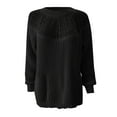 thumbnail image 3 of Fesfesfes Ladies Sweater Round Neck Lace Fashion Sweater Tops for Women Raglan Shoulder Long Sleeve Sweater or, 3 of 7