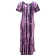 thumbnail image 2 of Womens Vacation Maxi Dresses Long V-Neck Tie-Dye Short Sleeve Print Dress Summer Split Dress, 2 of 3