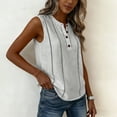 thumbnail image 6 of ClodeEU Women's Henley V Neck Sleeveless Tank Top,Casual Loose Fit Solid Color Blouse with Button for Summer Gray,Women's Plus L, 6 of 6