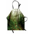 thumbnail image 1 of Forest Apron Spooky Tropical Exotic Fog Jungle in Rainforest Nepal Asian Climate Picture Print, Unisex Kitchen Bib Apron with Adjustable Neck for Cooking Baking Gardening, Green Brown, by Ambesonne, 1 of 3