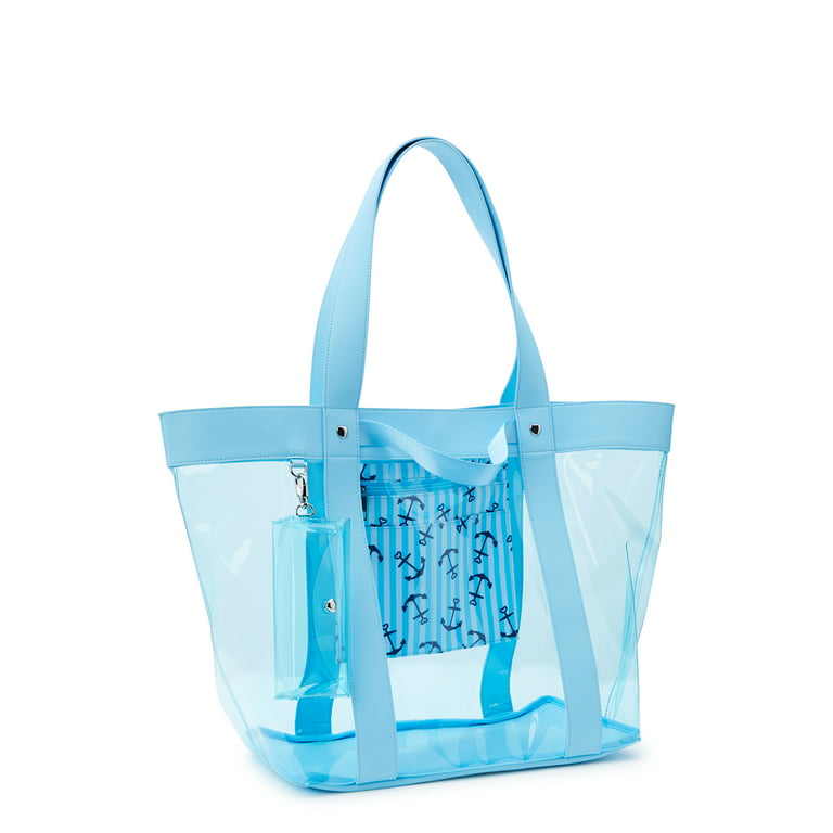No Boundaries Women's Vinyl Beach Tote with Removable Glasses Case
