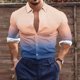 thumbnail image 1 of Blusa y camisa de manga larga con cuello vuelto para hombre, estilo casual, a la moda, con botones estampados, blusa de manga larga con cuello vuelto, camisetas de poliéster para hombre, 1 of 5