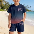 thumbnail image 5 of Vividxx Girls Outfit Set Summer 2 Piece Outfits Gradient Printed Short Sleeve T-Shirts And Shorts Kids Fashion Clothing Sets Classic, 5 of 5