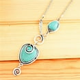 thumbnail image 4 of Women Heart Shape Necklace, Turquoise Long Boho Necklace Vintage Ethnic Alloy Pendant Jewelry, 4 of 8