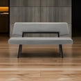 thumbnail image 6 of Benjara Yumi 63" Dining Bench- Seat & Back with Charcoal Gray Fabric- Black, 6 of 6