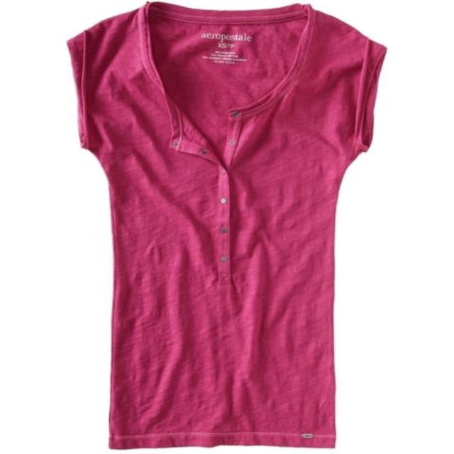 Aeropostale Womens 1/2nap Down Henley Shirt, rosa, grande