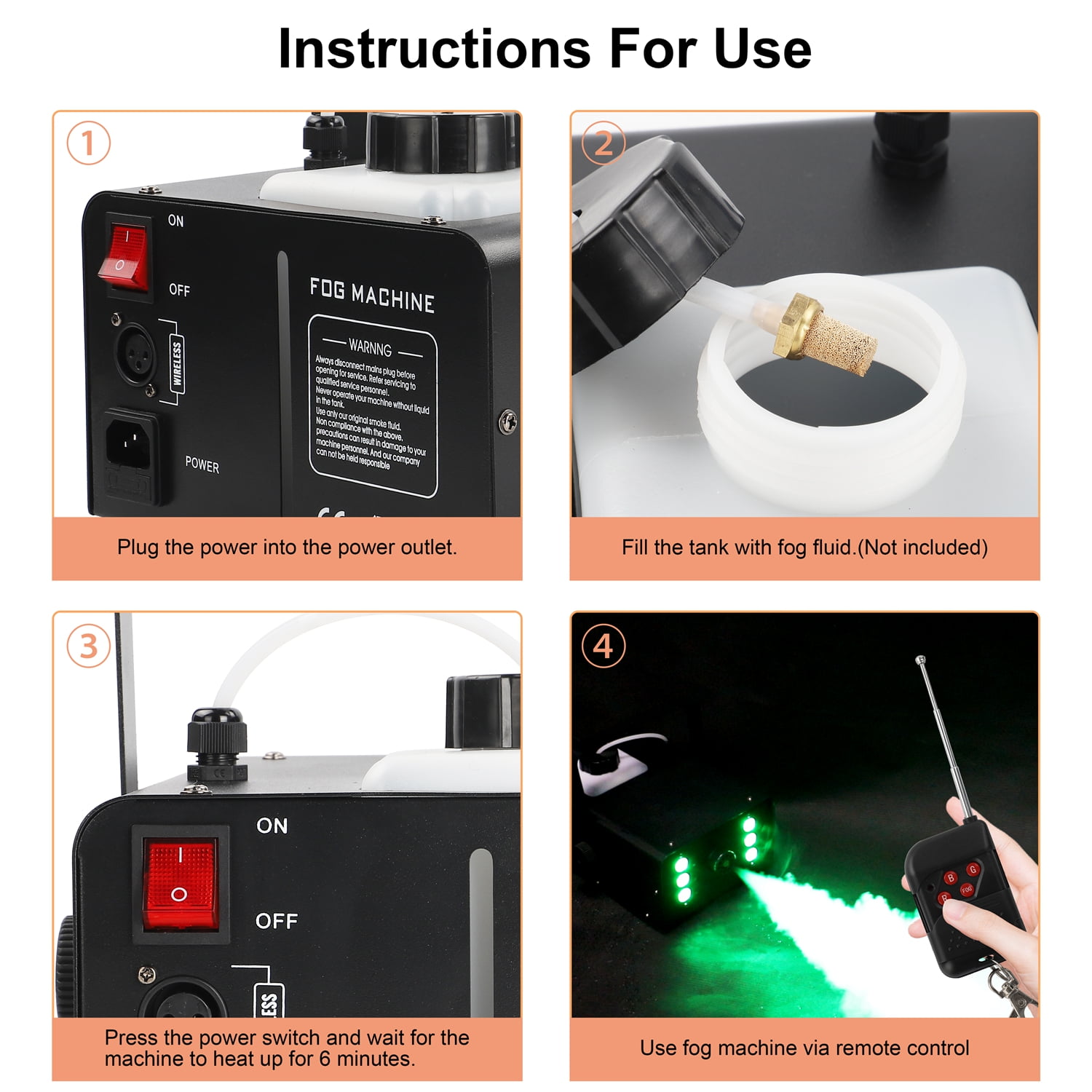 1500W RGB LED Fog Machine - Remote Control Smoke Machine for DJ Stages, Nightclubs, Parties, Concerts & Bars