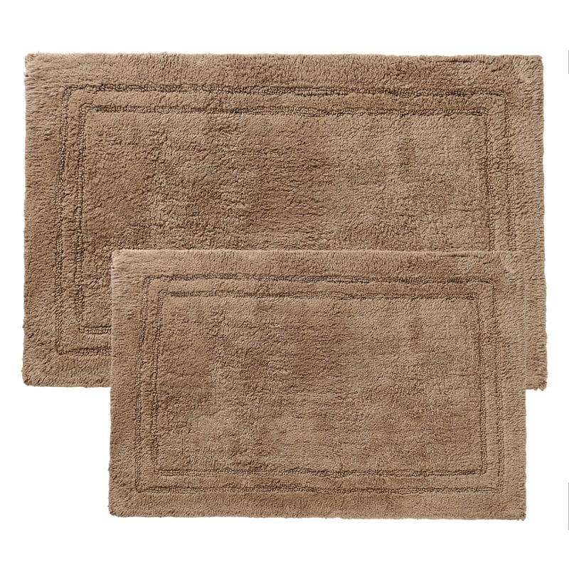 Superior Non-Slip Washable Bath Rug Set, 20" x 30", 24" x 36", Latte