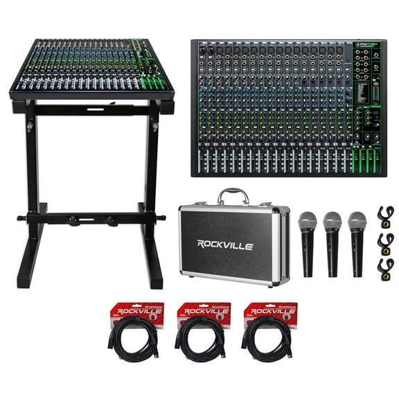 Mackie ProFX22v3 22-Channel Effects Mixer w/USB ProFX22 v3 Stand  Mics Cables