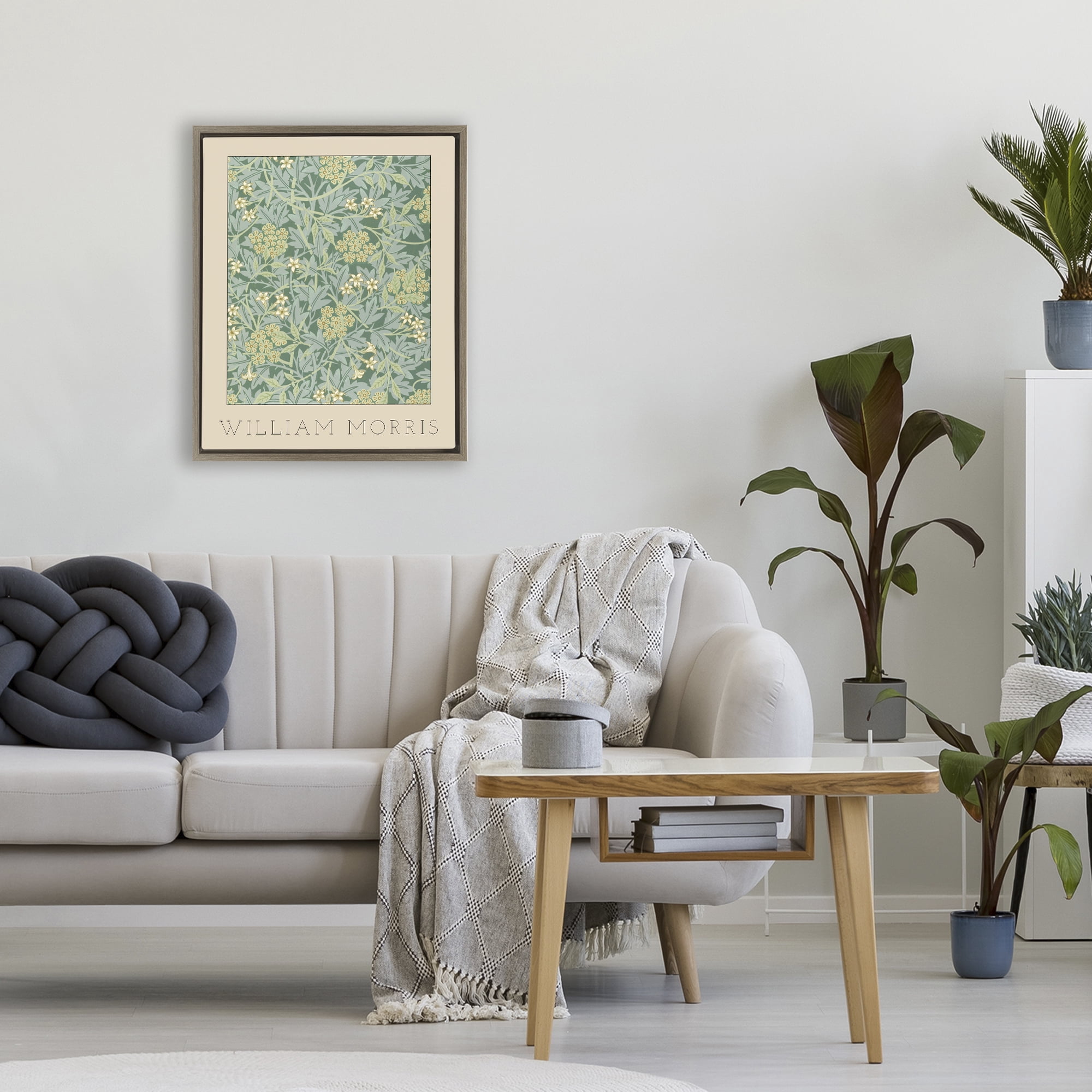 Stupell Industries William Morris Green Tones Brown Framed Floater Canvas Wall Art, design by Lil' Rue