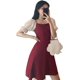 thumbnail image 2 of WWH Vestido sexy sin tirantes francés de una pieza con escote en la cintura que adelgaza la falda fina con manga de burbuja, 2 of 5