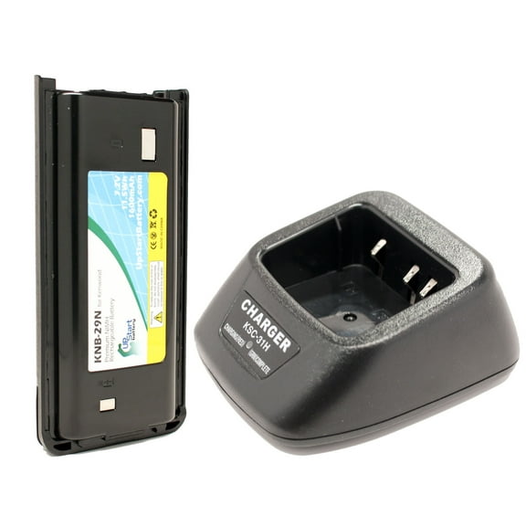 KNB-29N, KNB-30 Battery and Charger for Kenwood TK-3207G, TK-3200, TK-3207, TK-2207, TK-2202, TK-3301E, TK-3202, TK-2200, TK-2300 (1600mAh, 7.2V, NI-MH)