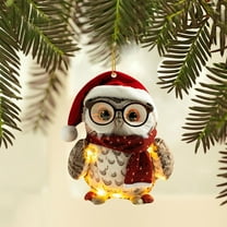 Christmas Owl Ornaments - Cute Hanging Owl with Glasses Pendant for Xmas Tree Decorations, Holiday Home Indoor Outdoor Party Decor and New Year Celebration