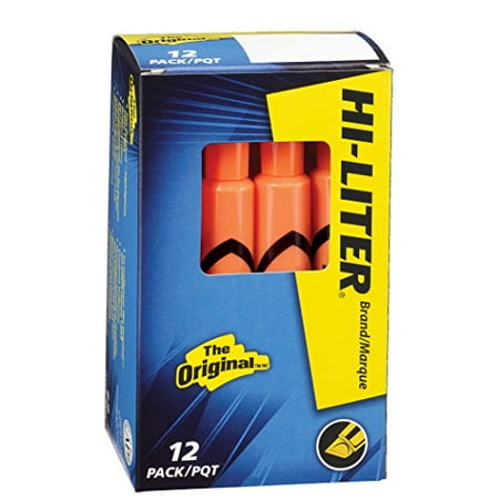 Fluorescent Ink Highlighter - Desk Style Highlighter, Chisel Tip, Fluorescent Orange Ink, Dozen