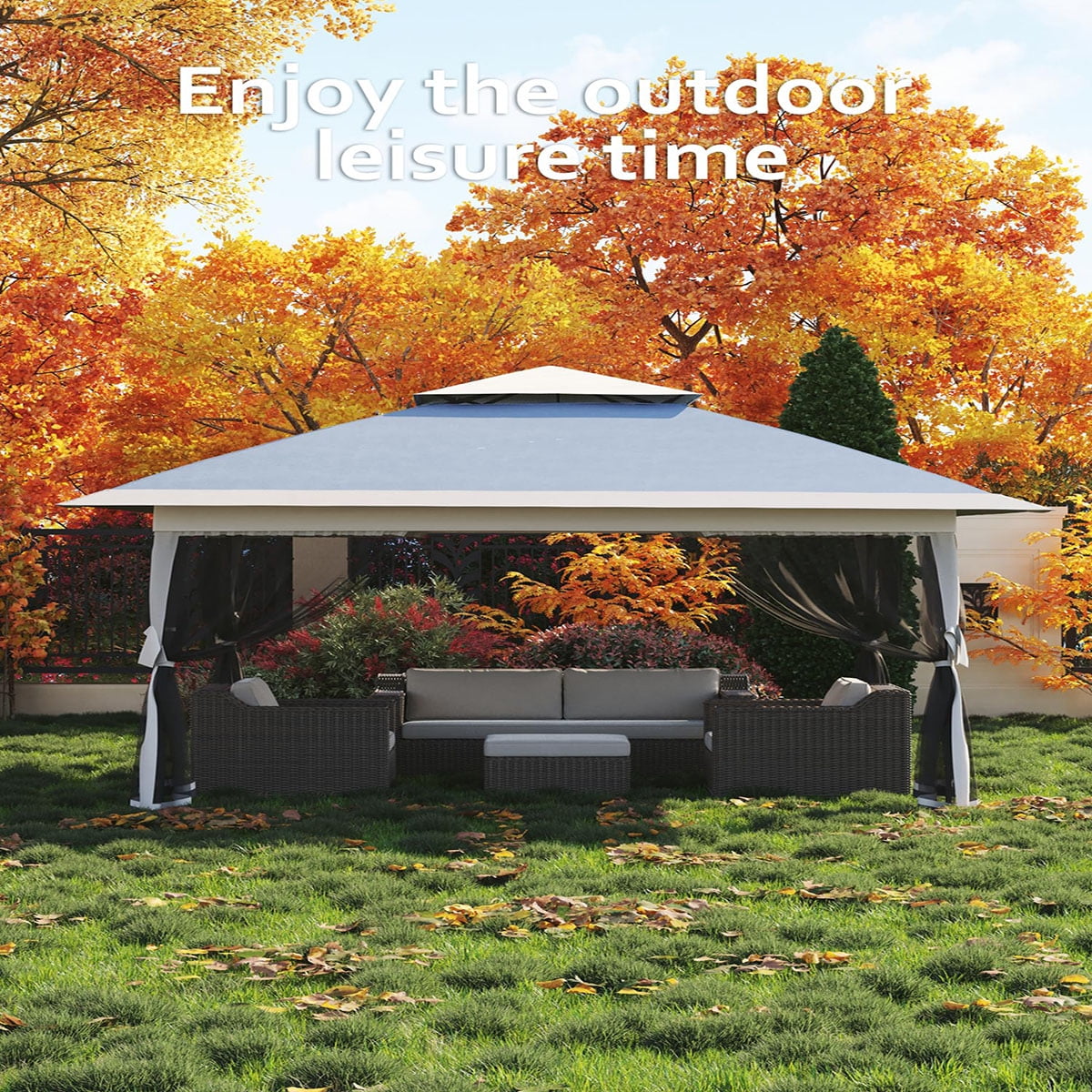 Soonbuy 13x13 Outdoor Gazebo,Canopy Tent with Mosquito Netting,Outdoor Gazebo for Backyard & Patio Furniture
