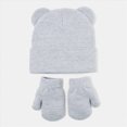 thumbnail image 5 of NOLDARES Kids Winter Hat and Gloves Set Girls Boys Knit Beanie Hats with Pom Warm Snow Ski Cap for Toddler(M035-Light Gray), 5 of 5