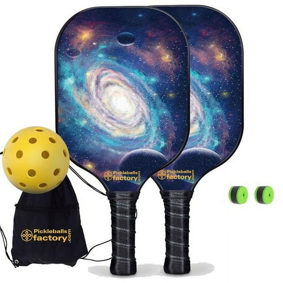 Pickleball Factory PB00029-6-C Best Pickleball Set - Spiral Galaxy Pickleball Paddles for Sale, Graphite Pickleball Paddle Set, Carbonfiber Graphite