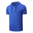 thumbnail image 2 of Men's Hooded Short Sleeve Top Quick Dry Casual Sports Athletic Shirt with Pocket Lightweight Breathable Performance Summer Workout Tee, 2 of 7