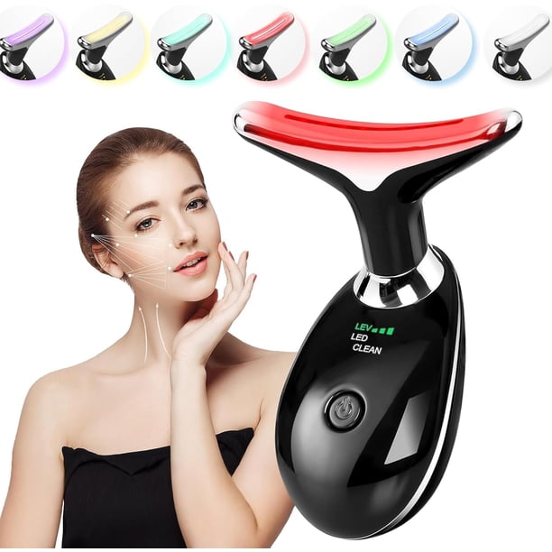 Herramienta masajeadora de rostro y cuello con luz LED erdnretl KN-7000C