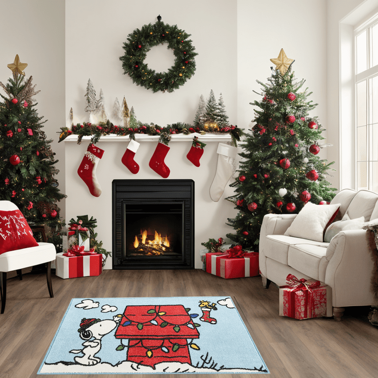 Popular Christmas Dog Holiday Accent Rug