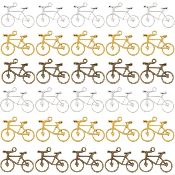 1 Box 60Pcs 3 Colors Bike Charms Bulk Bicycle Charm Silver Biking Wheel Alloy Sport Chram for Jewelry Making Charms Supplies DIY Necklace Bracelet Earrings Adult Colorful DIY