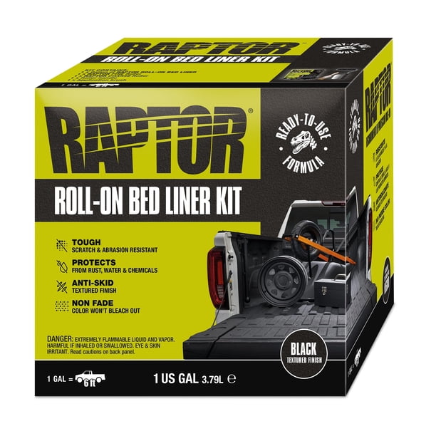 Kit de recubrimiento para caja de camioneta RAPTOR Roll-On negro 3,8 L resistente