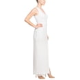 thumbnail image 2 of Adrianna Papell V-Neck Beaded & Sequined Sleeveless Banded Waist Slit Front Zipper Back Mesh Dress-IVORY / 4, 2 of 4