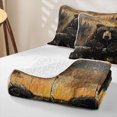 thumbnail image 4 of Castle Fairy Rustic Oil Painting Bear Twin Quilt Set for Teens,Vintage Wooden Plank Forest Twin Coverlet Set,Brown Black Orange, 4 of 7