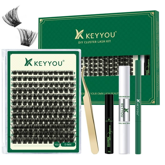 Kit de extensión de pestañas DIY KEYYOU, 144 piezas, Lash Clusters Y03