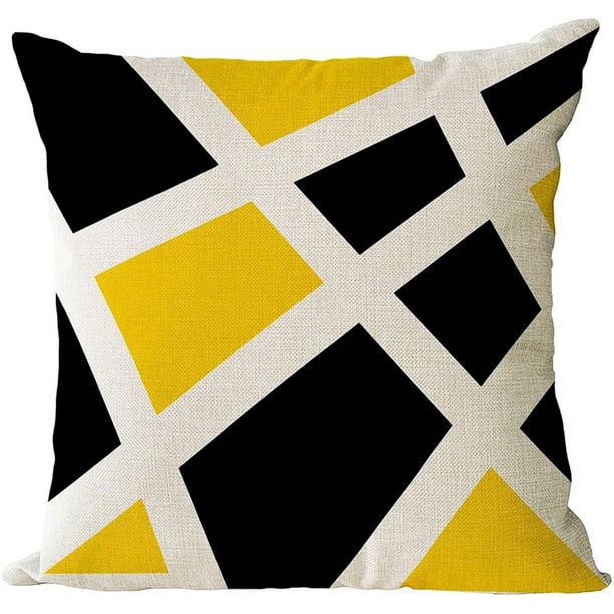 Bqhagfte Set Of 4 Geometric Throw Pillow Covers 20x20 Inch Geometric Decorative Yellow Black Pillowcase Modern Square Cotton Linen Cushion Covers For