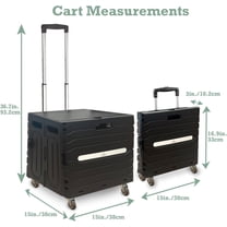 Collapsible Folding Utility Cart, Heavy-Duty Rolling Crate with 360 ° Wheels, Telescoping Handle, Hidden Lid, Holds 200 Lbs, Black