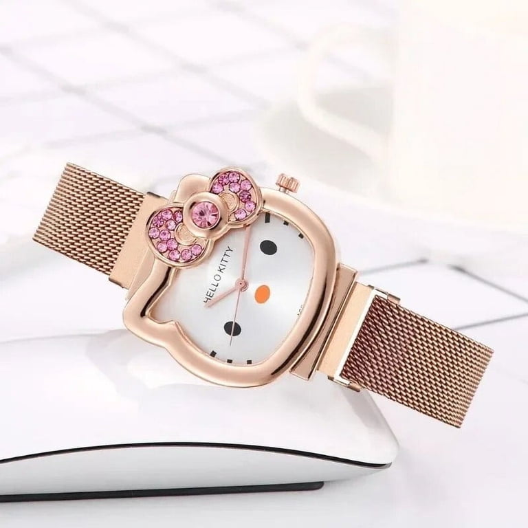 Hello Kitty Watch Cat Bow Kawaii Ladies Gold Sliver Metal  display picture 2