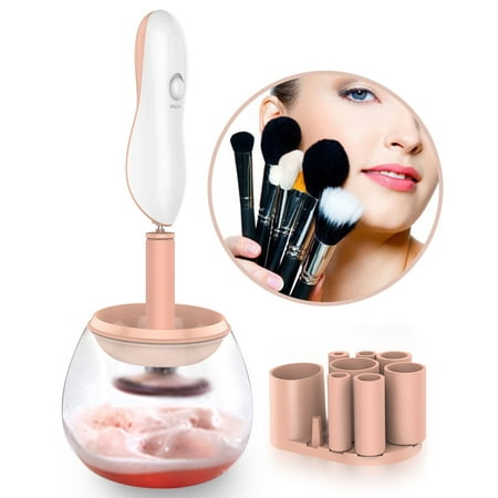 Makeup Brush Cleaner and Dryer - Automatic Electric Premium Cleaning Tool, Cleans Makeup Brushes with 360 Degree Rotation, Cleans and Dries with 8 Rubbers