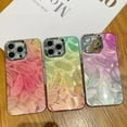 thumbnail image 2 of Gradient Plating Feather Pattern Holographic Laser Compatible with iPhone Case (Green,iPhone 15 Pro), 2 of 6