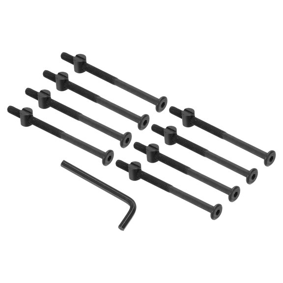 Uxcell M6 x 95mm Bunk Bed Bolts, 8Pcs Hex Socket Screws Nuts with Wrench Black