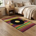 thumbnail image 2 of ODIKA 5'x7' Washable Area Rug Non-Slip, Chair-Friendly Vinyl Cd Record Vintage Retro Music Border Grooves Concentric Disc Flowing for Dining Room, Under Table, Home Office, 2 of 7
