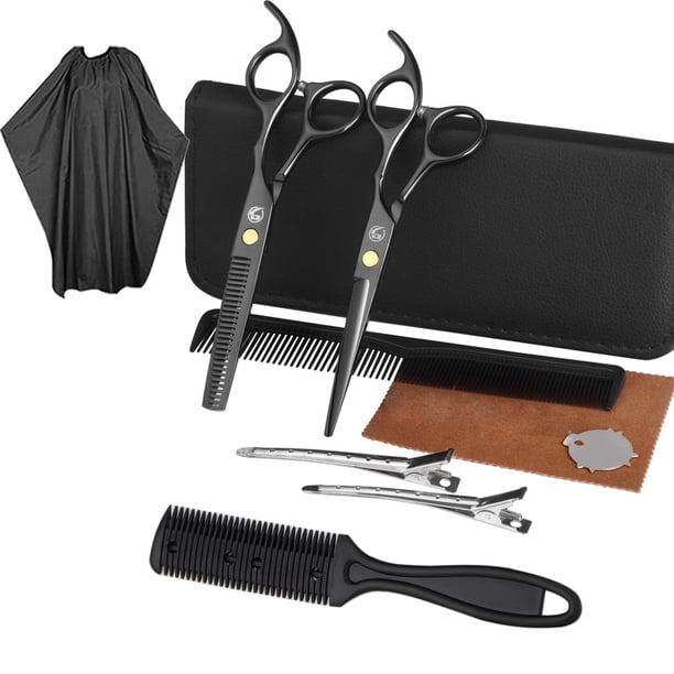 Juego de tijeras de peluquería, juego de tijeras profesionales para el cabello, tijeras afiladas para cortar el cabello con capa de peluquería, tijeras de entresacar para mujeres, hombres y niños,