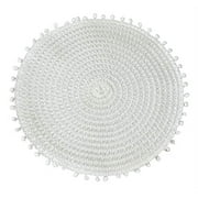 Fennco Styles Pom Pom Textured Placemats 15 Inches Round, Set of 4  White Modern Traycloth Table Mats for Home, Dining Room Dcor, Banquets, Indoor & Outdoor and Special Events