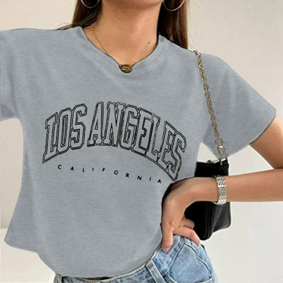 SHITINN Women's Fashion Crop Top Short Sleeve Printed Casual Summer Womens Short Sleeve Tops Summer Clothes Womens Shirt