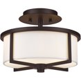 thumbnail image 2 of 2 Light Bronze Ceiling Light fixture with Hand Crafted Off-White Fabric Hardback Shade, 2 of 6